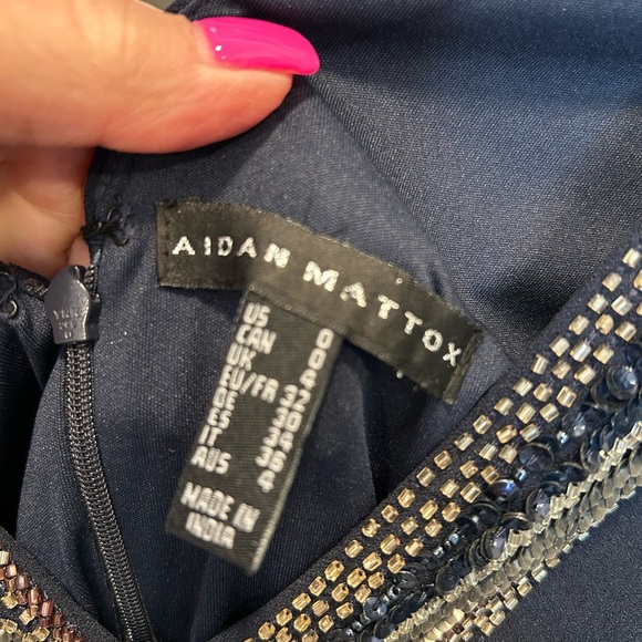 AIDEN MATTOX SEQUINED ART DECO OLD MONEY MADE IN INIDA MIDNIGHT BLUE LIKE NEW 0 - Picture 5 of 6